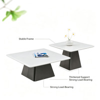 Table basse gigogne moderne et minimaliste en marbre, vente en gros d'usine, table centrale durable avec plateau en marbre pour salon et bureau