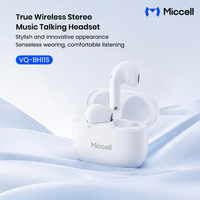 Écouteurs semi intra-auriculaires Miccell OEM Sport à commande tactile, écouteurs sans fil Type C, écouteurs à faible latence TWS