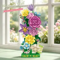 Jie Star MOC Blocs de construction mur floraux, modèle de bouquet romantique, ornement, décoration intérieure, cadeau pour adultes, 626 pièces