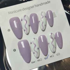 Precio de Fábrica al por Mayor, Estilo Morado, 10 Piezas/Juego, <span class=keywords><strong>Uñas</strong></span> Acrílicas Hechas a Mano, <span class=keywords><strong>Uñas</strong></span> Postizas de Cobertura Completa, Marca Privada - Product Image 6