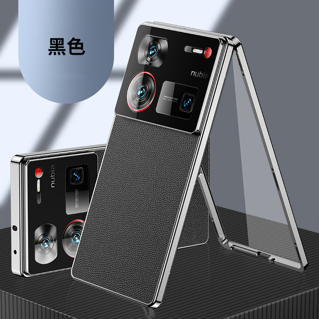 Full Body Magnetic Metal Tempered Glass Flip Leather Cover for ZTE nubia Z60 Z50 Ultra Z50S Pro Camera Lens protection case