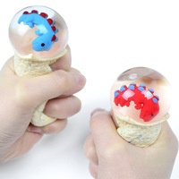 Jouet Squishy Dinosaure Anti-Stress de Deuxième Génération en Forme d'Œuf, Balle à Presser en Caoutchouc Remplissable d'Eau pour Jeunes