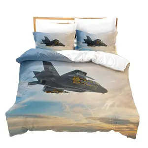 床上用品套装3D印花羽绒被套遥控飞机F35战斗机男孩双人全大号儿童礼品送货