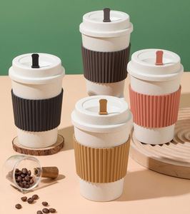 แก้วกาแฟพกพาทำจากฟางข้าวสาลี เป็นมิตรกับสิ่งแวดล้อม พร้อมฝาปิดและฉนวนกันความร้อน - Product Image 6