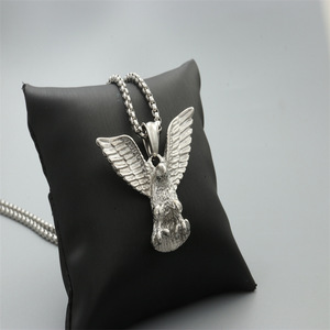 Collier avec pendentif aigle en acier inoxydable, unisexe, à la mode, argenté, blanc, bijoux cadeau - Product Image 2