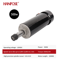 Kit Mini Moteur 500W + Alimentation + Fixation + Mandrin ER11 pour moteur DC Diamètre 52mm Broche de gravure et fraisage CNC à refroidissement par air 500W