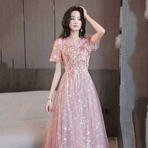 Pink Evening Gown For Women Sweetheart Neckline Empire Waist <b>A</b>-<b>Line</b> 3D Stereoscopic <b>Patterns</b> Flattering Slimming Banquet <b>Dress</b> - Product Image 4