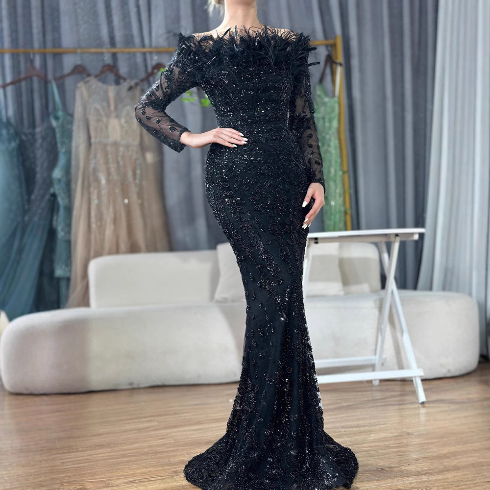 25 Foreign Trade Black - Shoulder Fishtail Dress Elegant 25 Foreign Trade Black - Shoulder Fishtail Dress Elegant