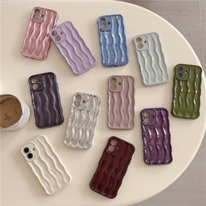 Funda de Teléfono Creativa y Colorida con Patrón de Ondas de Agua en 3D, Brillante, para iPhone 16 15 14 13 12 11 Pro Max, Funda Protectora de TPU Suave a Prueba de Golpes - Product Image 1