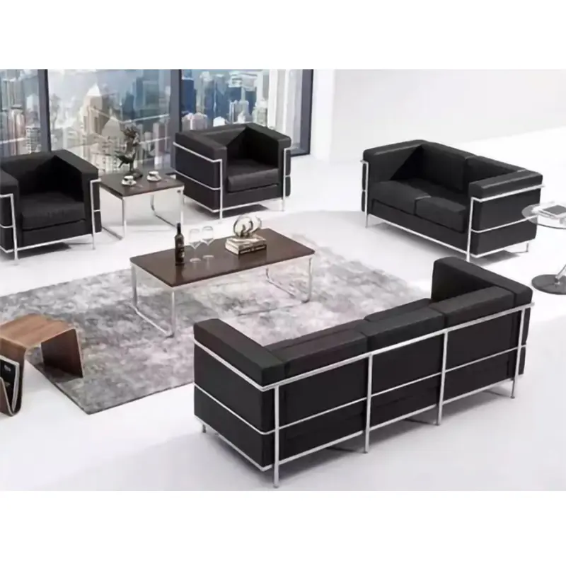 Офисный полиуретановый кафетерий Материал Кожаная мебель современный диван (ZB-F614-1)