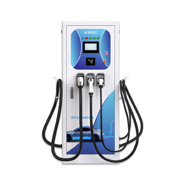 Commercial TUV Certified 50kW Triple Gun DC Fast EV Charging Station CCS2 CHAdeMO 22kW AC Type 2 Integrated Smart Commercial