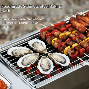 Barbecue en acier inoxydable épaissi pour usage domestique, portable, pliable, au charbon de bois, avec grande grille, barbecue en acier inoxydable - Product Image 2