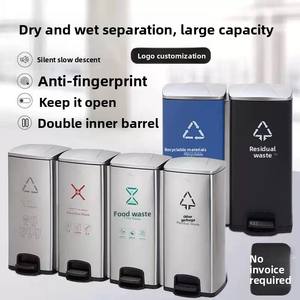 Cubo de basura de acero inoxidable de 20L-200L <span class=keywords><strong>con</strong></span> parte superior abierta, cubo de basura de pie, <span class=keywords><strong>Pedal</strong></span>, vestíbulo comercial, cubo de basura almacenado para reciclaje interior - Product Image 5
