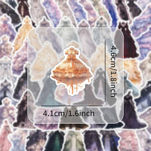 55 pièces/feuille dessin animé princesse robe autocollants personnalisé étanche vinyle baiser coupe autocollant journaux filles robe complète mignon autocollant - Product Image 3