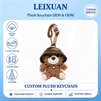 Porte-clés en peluche ours marron mignon avec chapeau de pêcheur et pendentif cœur, ours en peluche moelleux, pendentif de sac, dragonne pour filles