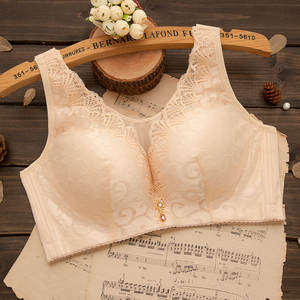 Novo Design Transparente Sem Forrado Lace Bras Roupa Interior das Mulheres com Calcinha Padrão Peito Grande Tamanhos 32 50 Fio Livre Vest Brassiere - Product Image 4