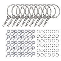 Kit de fabrication de porte-clés DIY : anneaux fendus or et argent, chaînes gourmettes, broches à œillets, anneaux de jonction, composants de bijoux pour accessoires de décoration intérieure