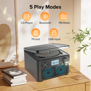 เครื่องเล่นซีดีอเนกประสงค์สไตล์เรโทร พร้อมบลูทูธ วิทยุ FM ช่องเสียบ USB และการ์ด TF หน้าจอ LCD ลำโพงสเตอริโอคู่ สำหรับใช้ในบ้าน รถยนต์ และบนโต๊ะทำงาน - Product Image 5