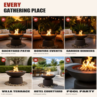 Table de foyer au propane en aluminium moulé durable, foyer extérieur résistant aux intempéries, chauffage de patio pour jardin, arrière-cour et réceptions barbecue