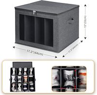 Organisateur de chaussures en tissu rectangulaire gris, lot de 2, anti-poussière, séparateurs réglables, empilable, pliable, capacité de 24 paires
