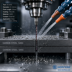 HORFENZ DC426L D1.52mm TIALAN Micro-perceuse à longue portée en carbure <span class=keywords><strong>WC</strong></span> pour perçage empilé de l'acier, de l'acier inoxydable, du fonte et du titane - Product Image 3