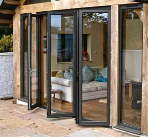 Portes coulissantes pliantes en aluminium de qualité supérieure Portes pliantes en verre modernes pour séparateurs de pièces et séparation de l'espace intérieur - Product Image 1