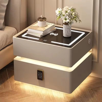 Table de chevet moderne intelligente en gros, table de chevet flottante, table de chevet luxueuse avec lumière, table de chevet blanche crème