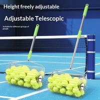 Edelstahl-Tennisballsammler mit Handschiebemechanismus, Teleskopisch, Automatische Schnelle Sammlung, Große Kapazität, Langlebig für Platztraining
