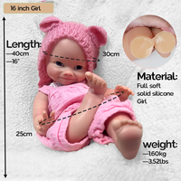 Poupée Reborn réaliste en silicone souple de 40 cm (16 pouces) pour démonstration éducative en milieu hospitalier de nouveau-nés