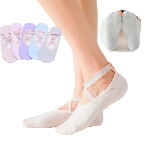 Calcetines Deportivos de Yoga de Punto con Logotipo Personalizado al por Mayor, Calcetines Cortos sin Talón con Cordones, Antideslizantes, con Tiras Cruzadas, Boca Poco Profunda, Antideslizantes, para Primavera - Product Image 1