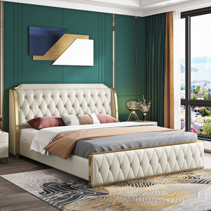 Muebles de dormitorio para Hotel, <span class=keywords><strong>cama</strong></span> de almacenamiento de lujo de cuero genuino de <span class=keywords><strong>vaca</strong></span>, <span class=keywords><strong>cama</strong></span> king size moderna - Product Image 2
