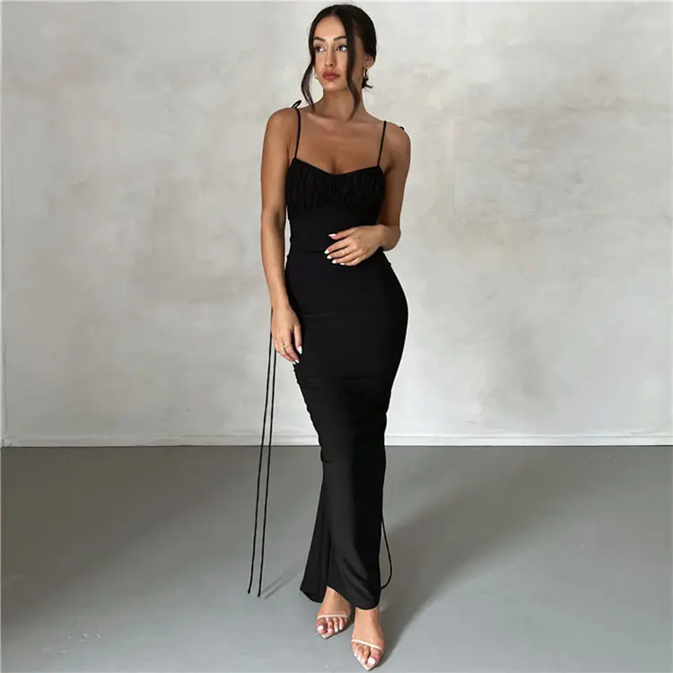 Moda Vestuário 2023 Slim Maxi Dress Senhoras Club Party Wear Vestidos Longos Mulheres Vestidos Casuais