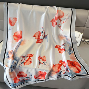 Fashion Elegant 180*85cm Polyester Silk Printed Scarf Custom Design Ladies Flower Pattern Silk Shawls for Muslim Women <strong>Kaftans</strong> - Product Image 4