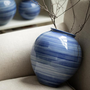 Jingdezhen Vintage <span class=keywords><strong>Poterie</strong></span> Rustique Style Zen Grand Vase Maisons D'hôtes Restaurants Usage Domestique Bleu Champ Mer-Style Antique Hydroponique - Product Image 4