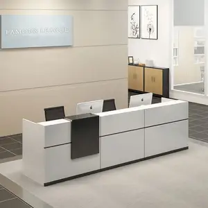 White/ Black Reception Counter Modern Wooden Office Reception Salon Front Desk Wood Shop Counter Design Modern Furniture OEM ODM