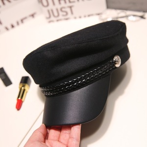 Chapeau unisexe tendance printemps-automne, casquette de marin noire, béret pour femme, casquette plate de capitaine, chapeau octogonal de voyage pour cadet - Product Image 4