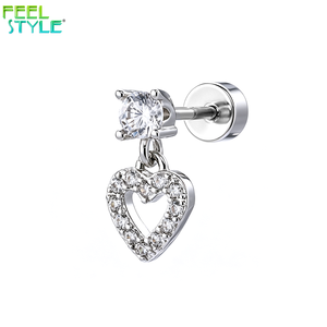 Nuovo Design 2026: Piercing Helix e Conch, Gioielli Moda <span class=keywords><strong>per</strong></span> il Corpo Donna <span class=keywords><strong>Uomo</strong></span>, <span class=keywords><strong>Orecchini</strong></span> a Cuore CZ con Retro Piatto <span class=keywords><strong>per</strong></span> <span class=keywords><strong>Trago</strong></span> e Cartilagine - Product Image 1