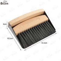 Portable naturel boisé Mini pelle à poussière et brosse ensemble Table de bureau petit métal pelle à poussière brosse de nettoyage Table balayeuse Combo