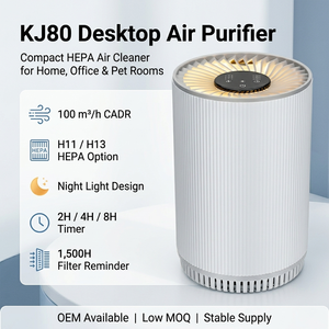 <span class=keywords><strong>Purificateur</strong></span> <span class=keywords><strong>d</strong></span>'<span class=keywords><strong>air</strong></span> HEPA H13 de table en gros KJ80 avec veilleuse compacte, fonctionnement silencieux, minuterie et rappel de filtre – <span class=keywords><strong>Prix</strong></span> usine - Product Image 1