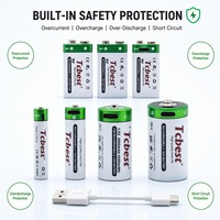Batterie rechargeable au lithium 1,5 V type C 4500 mAh 1200 cycles pour lanterne, lampe torche, radio