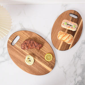 Tabla de Cortar Ovalada de Madera de Acacia, Plato para Servir Filetes con Asa, Bloque de Cortar de Madera Natural para Cocina y Restaurante - Product Image 4