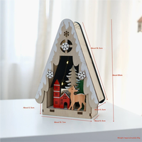 Boîte en bois de Noël illuminée, scène de neige, rennes, lumière LED chaude, ornement de Noël pour bureau