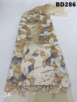 Tissu en dentelle de velours perlé et pailleté de Bolivie, tissu en dentelle brodée de tulle exquis pour robes de mariée haut de gamme