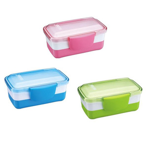 Double Layer Lunch <b>Box</b> 950ML Plastic Snap <b>Lock</b> Sealed Rectangle Bento <b>Box</b> For Student Meal Storage - Product Image 5