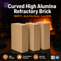 Brique réfractaire courbée à haute teneur en alumine certifiée CE, résistante à 1800°C, pour revêtement de four industriel, faible MOQ