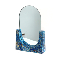 Nouveau design, miroirs de maquillage portables de table, modernes, faits à la main, écologiques, noirs, blancs, bleus, ovales, amovibles, pour bureau, vente en gros