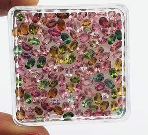 พลอยทัวร์มาลีนธรรมชาติทรงรี ขนาด 3*4-8*10 มม. 50 กะรัต คละสี คุณภาพสูง สำหรับทำเครื่องประดับ - Product Image 1