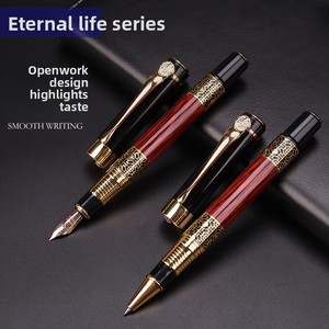 Stylo en métal <span class=keywords><strong>de</strong></span> style chinois avec logo, design grain <span class=keywords><strong>de</strong></span> bois, <span class=keywords><strong>encre</strong></span> noire, pointe <span class=keywords><strong>de</strong></span> 0,5 mm, coffret cadeau <span class=keywords><strong>de</strong></span> qualité professionnelle pour bureau d'entreprise - Product Image 3
