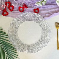 Assiette en plastique de 13 pouces avec bord irrégulier, assiettes de présentation pour décoration de mariage