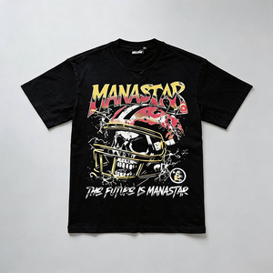 MANNA T-shirt Casual alla Moda a Maniche Corte da Uomo e Donna, Stampa Vintage Hell Star, Stesso Stile, Vestibilità Ampia, 260 Grammi - Product Image 5